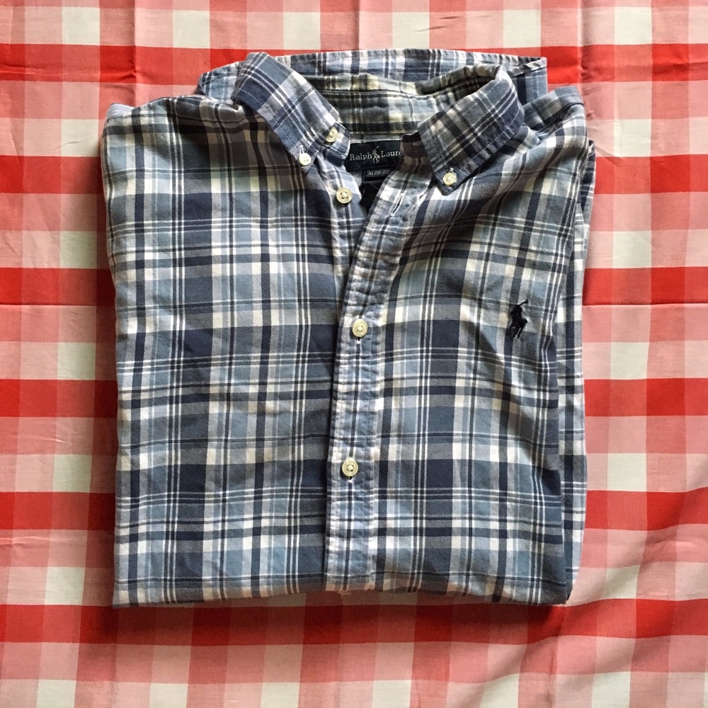 POLO RALPH LAUREN PLAID SHIRT XL(18-20)